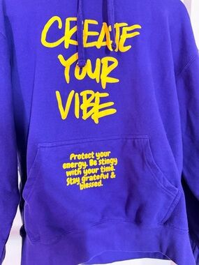 Create Your Vibe Purple Hoodie with Yellow Script